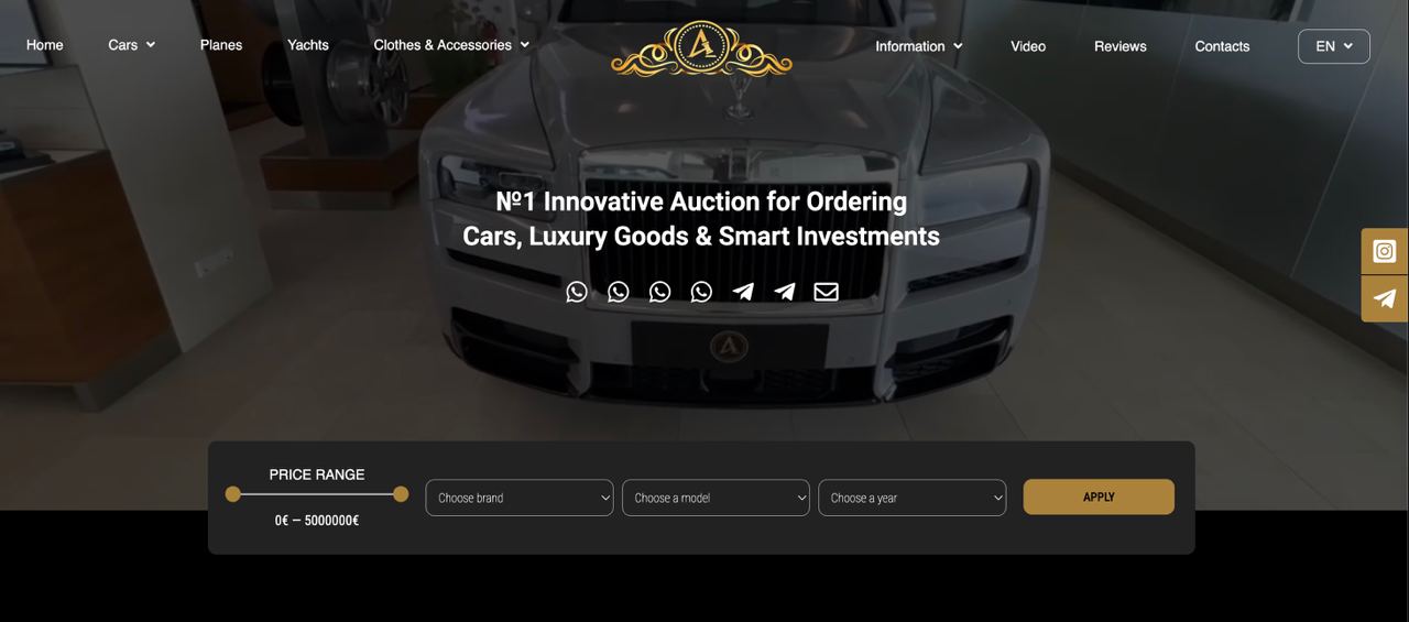 №1 Innovative Auction: European Next-Generation Platform for Acquiring Vehicles, Luxury Goods, and Income-Generating Assets